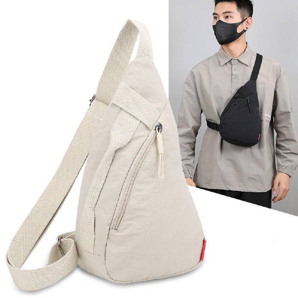 Premium Crossbody Chest Sling Bag for Men & Women | Lightweight Nylon Shoulder Bag | Beige