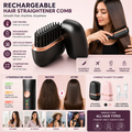 Rechargeable Portable Hair Straightener Comb | Cordless Hair Straightening Brush | Fast Heating | Negative Ion Technology | 3 Temperature Modes | Anti-Scald Design | Travel Friendly