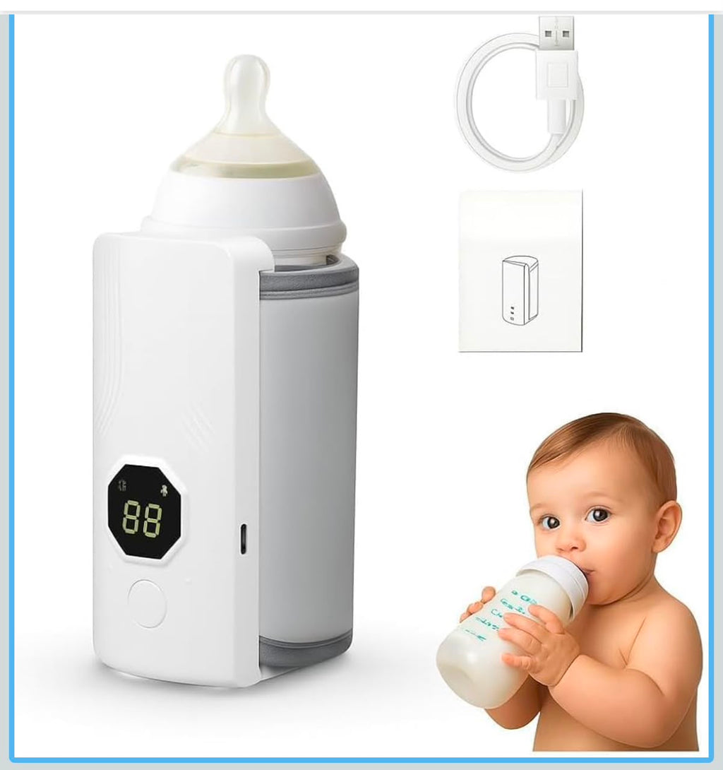 Original Portable Baby Bottle Warmer – USB Rechargeable Milk Warmer with Digital Temperature Display | Long Lasting