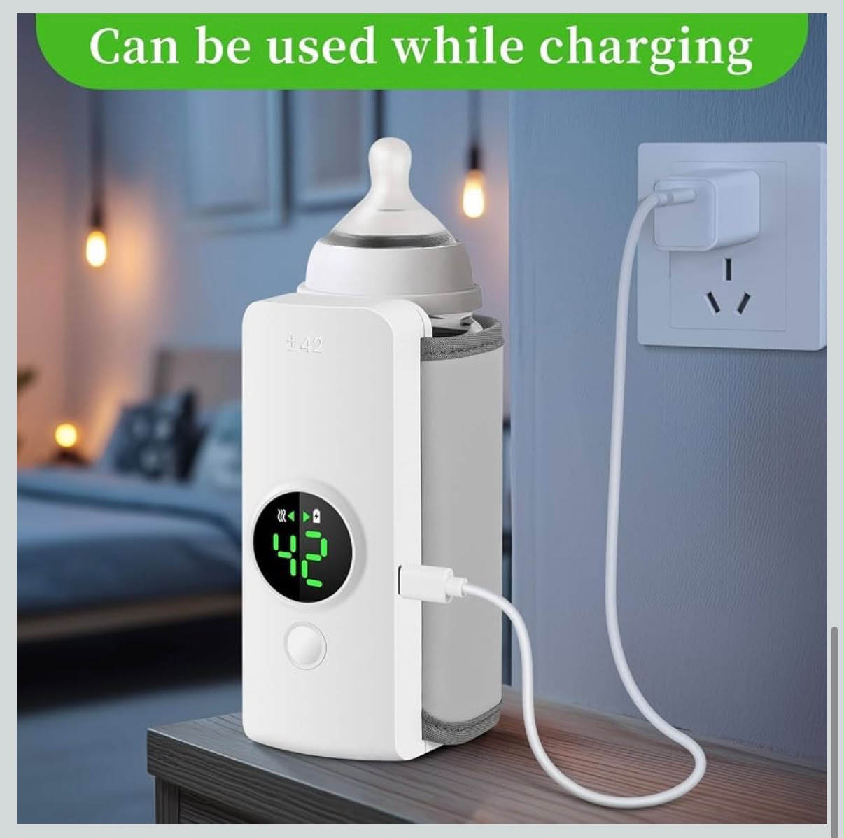 Original Portable Baby Bottle Warmer – USB Rechargeable Milk Warmer with Digital Temperature Display | Long Lasting