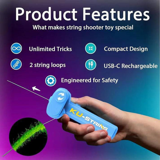 LED Rope Launcher Toy | Electric String Shooter with Glowing Flying Propeller | Automatic Rope Launcher | Portable Web Shooter Toy | Kids Outdoor Flying Game