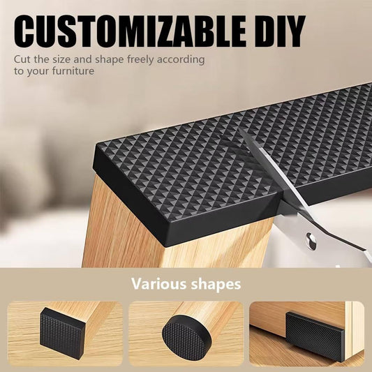 Self Adhesive Furniture Pads Roll | Anti-Slip Floor Protector Strip | Free to Cut | Thick Foam Rubber Tape | 4 Meter × 2 CM