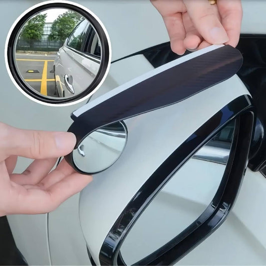 Car Rear View Mirror Rain Guard with 360° HD Blind Spot Mirror | 2-in-1 Universal Side Mirror Rain Visor | Adjustable Wide Angle Safety Mirror | Carbon Fiber Look | 2 Pcs Set