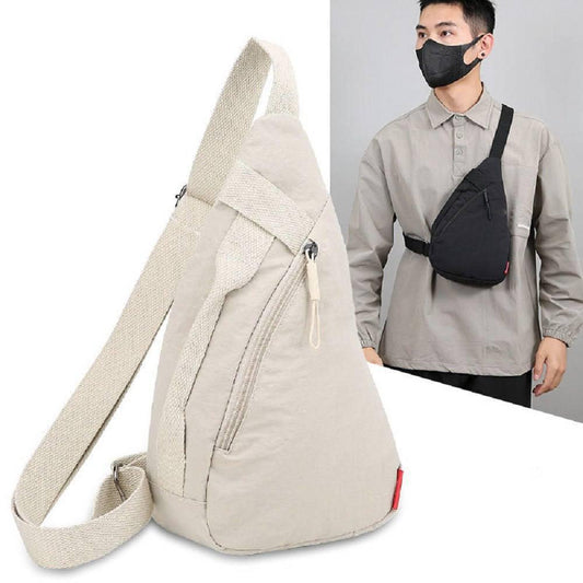Premium Crossbody Chest Sling Bag for Men & Women | Lightweight Nylon Shoulder Bag | Beige