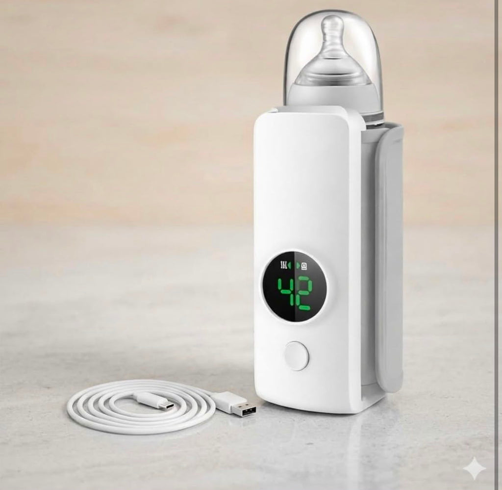 Original Portable Baby Bottle Warmer – USB Rechargeable Milk Warmer with Digital Temperature Display | Long Lasting