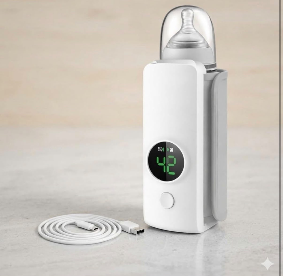 Original Portable Baby Bottle Warmer – USB Rechargeable Milk Warmer with Digital Temperature Display | Long Lasting