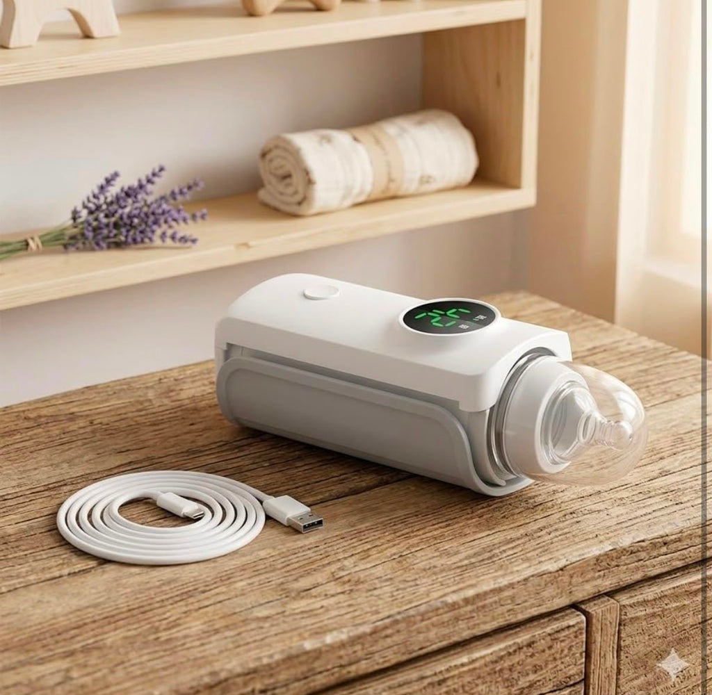 Original Portable Baby Bottle Warmer – USB Rechargeable Milk Warmer with Digital Temperature Display | Long Lasting