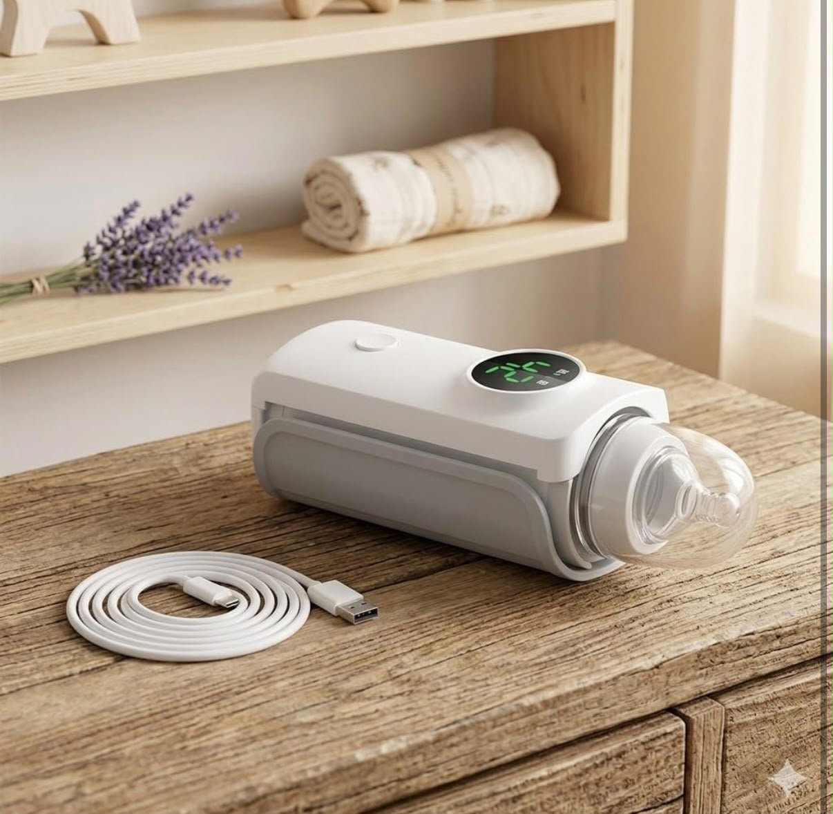 Original Portable Baby Bottle Warmer – USB Rechargeable Milk Warmer with Digital Temperature Display | Long Lasting