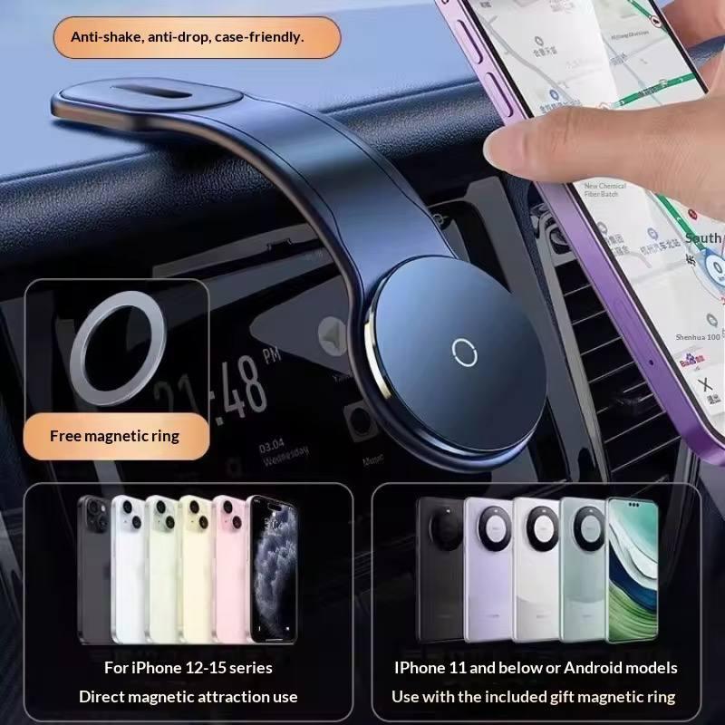 Magnetic Car Phone Holder for Dashboard | 360° Rotating Flexible Arm | Strong Magnet | Universal for iPhone & Android