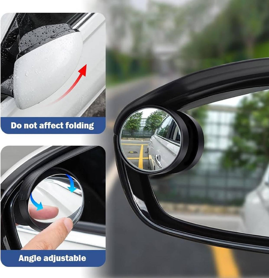 Car Rear View Mirror Rain Guard with 360° HD Blind Spot Mirror | 2-in-1 Universal Side Mirror Rain Visor | Adjustable Wide Angle Safety Mirror | Carbon Fiber Look | 2 Pcs Set