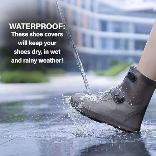 Silicone Shoe Cover | Waterproof Reusable Rain Shoe Cover | High Elastic Non-Slip Boot Protector | Thick Silicone Boot Cover | Washable Shoe Protector for Men & Women