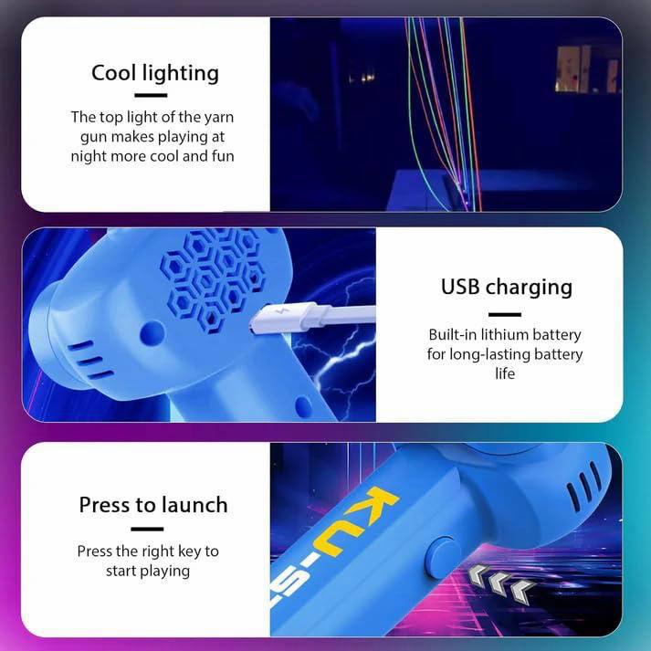 LED Rope Launcher Toy | Electric String Shooter with Glowing Flying Propeller | Automatic Rope Launcher | Portable Web Shooter Toy | Kids Outdoor Flying Game