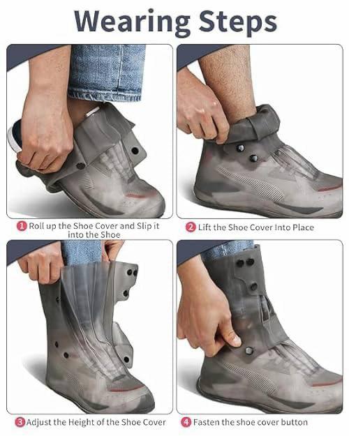 Silicone Shoe Cover | Waterproof Reusable Rain Shoe Cover | High Elastic Non-Slip Boot Protector | Thick Silicone Boot Cover | Washable Shoe Protector for Men & Women