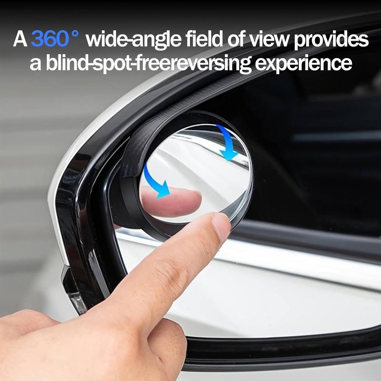 Car Rear View Mirror Rain Guard with 360° HD Blind Spot Mirror | 2-in-1 Universal Side Mirror Rain Visor | Adjustable Wide Angle Safety Mirror | Carbon Fiber Look | 2 Pcs Set