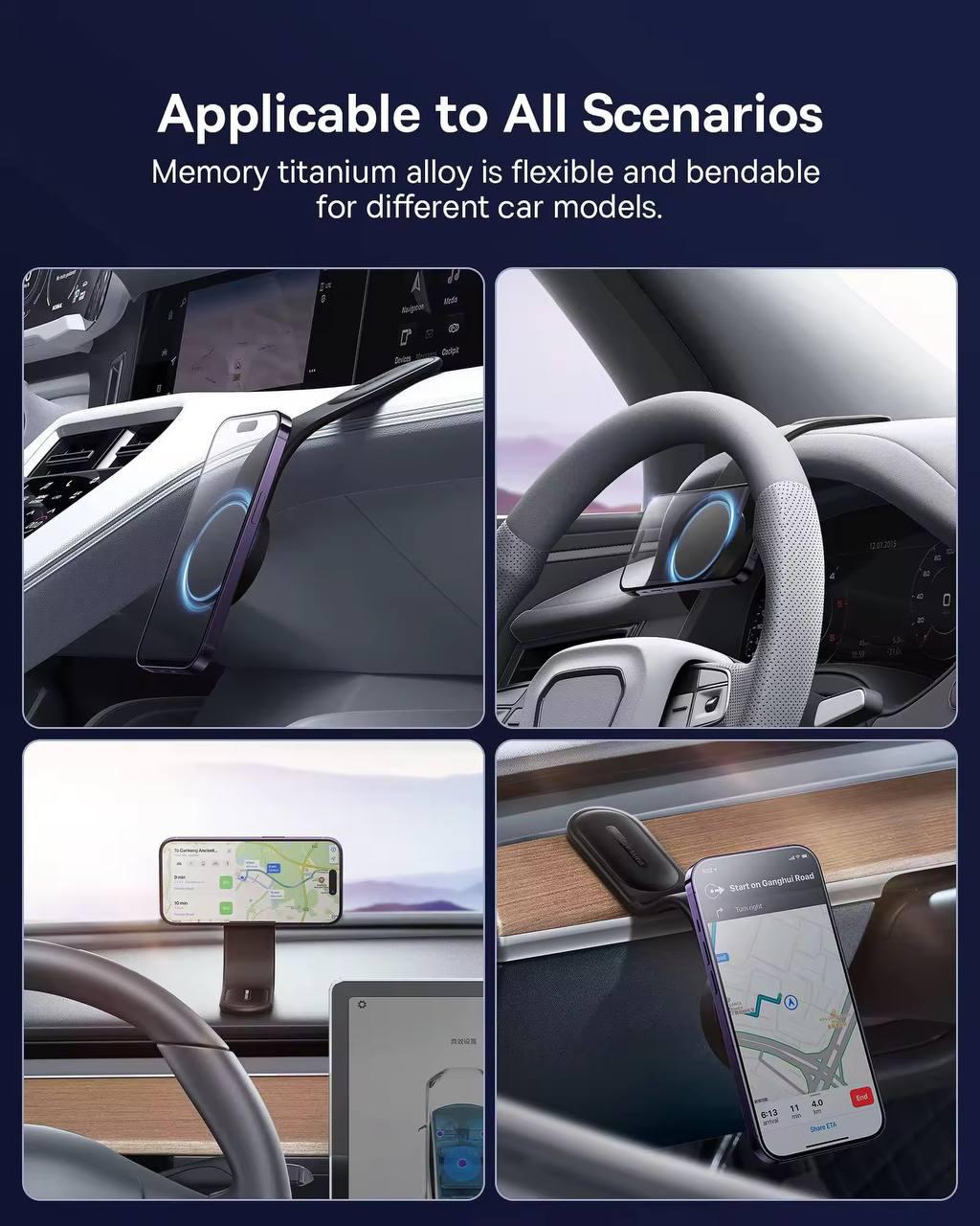 Magnetic Car Phone Holder for Dashboard | 360° Rotating Flexible Arm | Strong Magnet | Universal for iPhone & Android