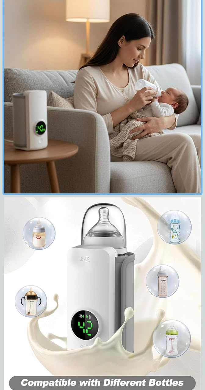 Original Portable Baby Bottle Warmer – USB Rechargeable Milk Warmer with Digital Temperature Display | Long Lasting