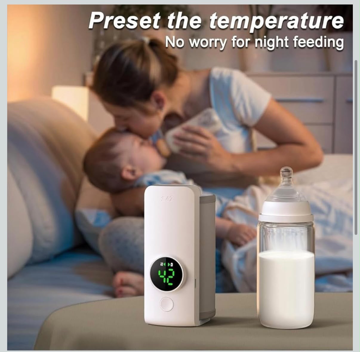 Original Portable Baby Bottle Warmer – USB Rechargeable Milk Warmer with Digital Temperature Display | Long Lasting