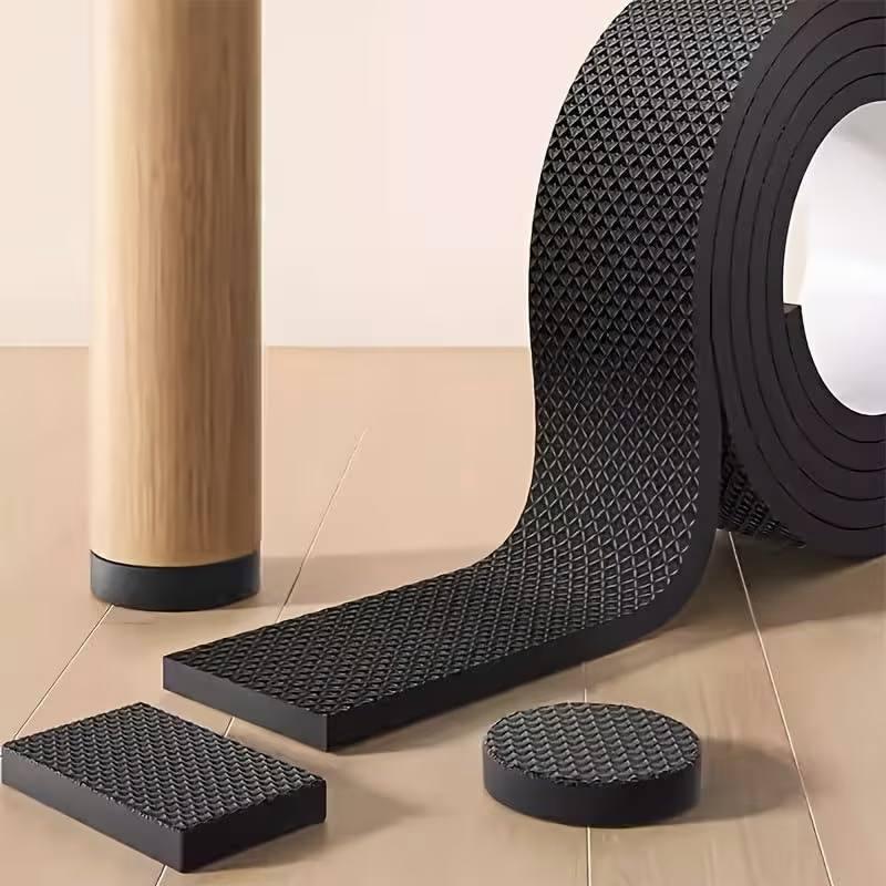 Self Adhesive Furniture Pads Roll | Anti-Slip Floor Protector Strip | Free to Cut | Thick Foam Rubber Tape | 4 Meter × 2 CM