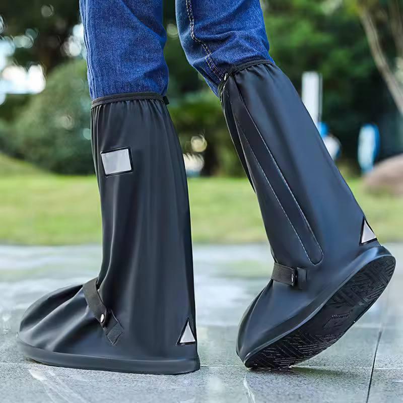 Waterproof High Top Shoe Cover | Heavy PVC Rain Boot Cover | Reusable Non-Slip Shoe Protector | Washable Zip Closure