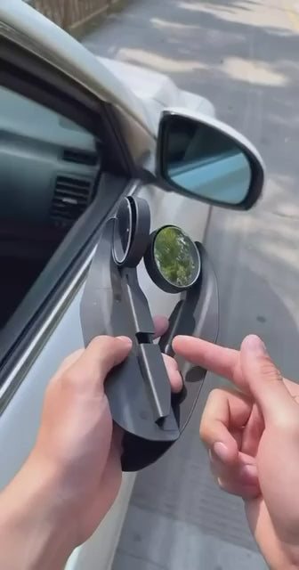 Car Rear View Mirror Rain Guard with 360° HD Blind Spot Mirror | 2-in-1 Universal Side Mirror Rain Visor | Adjustable Wide Angle Safety Mirror | Carbon Fiber Look | 2 Pcs Set